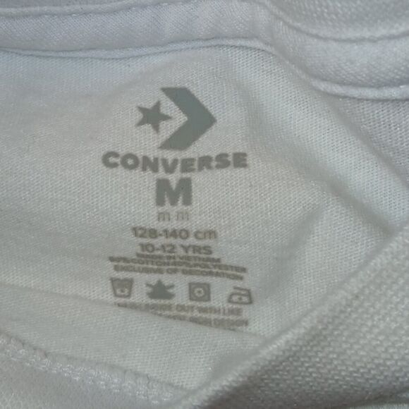 Converse All Star Girls White w/ Red Puffy Logo Tee - Youth Medium - Picture 5 of 5